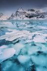 Живописный вид на ледяной фьорд, Флакуой, Лоффелланд, Норвегия — стоковое фото