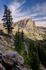 Scenic view of Cascade Canyon and Pine Trees, Grand Teton National Park, Wyoming, America, USA — Stock Photo