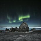 Scenic view of majestic Northern lights, Lofoten, Norway — Stock Photo
