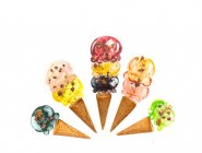Conceptual ice-cream cones on white background — Stock Photo