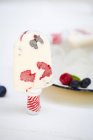 Крупним планом молочне морозиво з малиною та чорницею — стокове фото