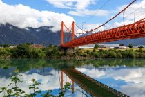 View of Aysen River and the Presidente Ibanez Bridge, Aysen Region, Puerto Chacabuco, Southern Chil — Stock Photo