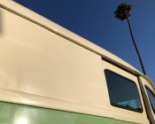 Seite eines Lastwagens und einer Palme, los angeles, Kalifornien, Amerika, USA — Stockfoto