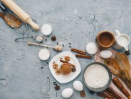 Ingredients for baking. cooking process. top view. — Stock Photo