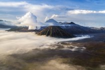 Aerial view of Mt Bromo from Mt Penanjakan, East Java, Indonesia — Stock Photo