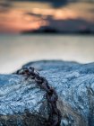 Malerischer Blick auf die alte Kette auf Felsen am Strand — Stockfoto