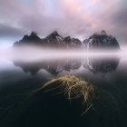 Scenic view of Vestrahorn mountain landscape at sunrise, Iceland — Stock Photo