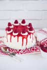 Gâteau éponge aux framboises, crème au coulis de framboise — Photo de stock