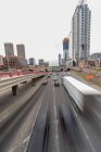 Scenic view of Cars driving along the freeway, Chicago, Illinois, United States — Stock Photo