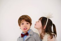 Girl trying to kiss a boy — Stock Photo