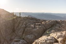 Woman looking at view in the Black Hills, South Dakota, America, USA — Stock Photo