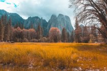 Scenic view of Mountain landscape, Yosemite National Park, Califórnia, Estados Unidos da América — Fotografia de Stock