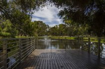 Vue sur le pont surplombant le lac et la fontaine, Perth, Australie occidentale, Australie — Photo de stock