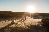 Вид з повітря на повітряну кулю, яку роздувають, Південна Дакота, Америка, Уса. — стокове фото