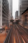 Vista panorâmica da via férrea em chicago, eua — Fotografia de Stock