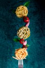 Closeup view of Ingredients for tomato pasta dish — Stock Photo