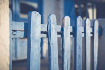 Close-up of a blue wooden fence, Spain — Stock Photo