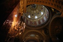 Low angle interior view of St Stephen's Basilica dome, Budapest, Hungary — Stock Photo