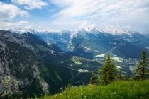 Vista do Lago Watzmann e Hochkalter e Konigssee no Parque Nacional Berchtesgaden, Berchtesgadener Land District, Baviera, Alemanha — Fotografia de Stock