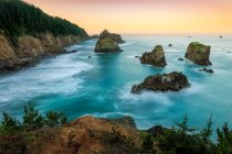 Scenic view of Coastal landscape at sunrise, Samuel H Boardman State Park, Brookings, Oregon, America, USA — Stock Photo