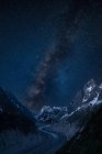Scenic view of  night sky at Mer de Glace, Mont Blanc, Alps, France — Stock Photo