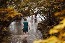 Menina jogando em um riacho, Estados Unidos — Fotografia de Stock