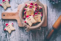 Overhead view of tasty Santa cookies — Stock Photo