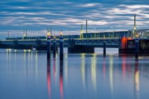 Ems barrier at blue hour, Gandersum, Lower Saxony, Germany — Stock Photo