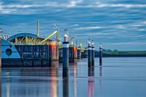 Ems barrier at blue hour, Gandersum, Lower Saxony, Germany — Stock Photo