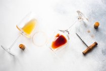 Verres de vin avec cannelle et glaçons sur fond blanc — Photo de stock