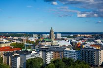 Paysage urbain aérien avec Église Kallio, Helsinki, Finlande — Photo de stock