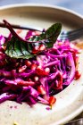 Salada com repolho vermelho e manjericão — Fotografia de Stock
