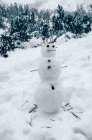 Muñeco de nieve en las montañas, Rila, Bulgaria - foto de stock