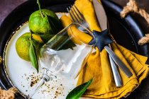 Close-up of a rustic place setting on a table — Stock Photo