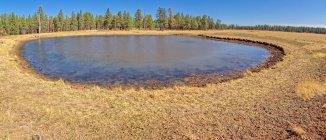 Étang dans le paysage rural, Réservoir plat de tournesol près de Williams, Kabib National Forest, Arizona, États-Unis — Photo de stock