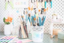 Art and craft supplies on a table — Stock Photo