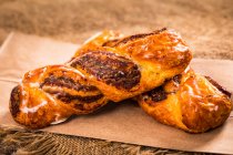 Two Cinnamon pecan swirl pastries on a napkin — Stock Photo