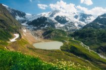 Aerial view of a glacial lake in Swiss Alps, Steingletscher, Switzerland — Stock Photo