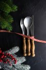 Christmas place setting on a table — Stock Photo