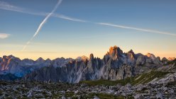 Alba sui Cadini di Misurina, Dolomiti, Alto Adige, Italia — Foto stock