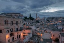 Cityscape at sunrise, Matera, Basilicata, Itália — Fotografia de Stock