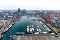 Hafenansicht und Stadtbild aus der Luft, Antwerpen, Belgien — Stockfoto