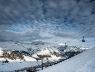 Ski lift in mountains, Livigno, Sondrio, Lombardy, Italy — Stock Photo