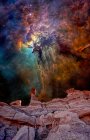 Концептуальний постріл туманності Лагуна Повстання над лісом Джаспер, Національний парк скам'янілих лісів, штат Арізона, США — стокове фото