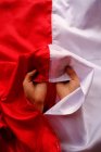Hands holding an Indonesian flag, Indonesia — Stock Photo
