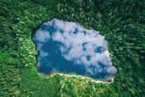 Aerial view of cloud reflections in lake Eibensee near Salzburg, Austria — Stock Photo