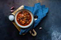 Sopa tradicional de carne y remolacha - foto de stock