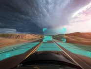 Auto condução autônoma carro dirigindo em mau tempo, EUA — Fotografia de Stock