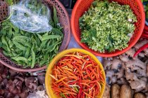 Overhead view of fresh vegetables in a market, Thailand — Stock Photo