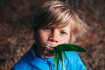 Porträt eines blonden Jungen mit Sommersprossen — Stockfoto